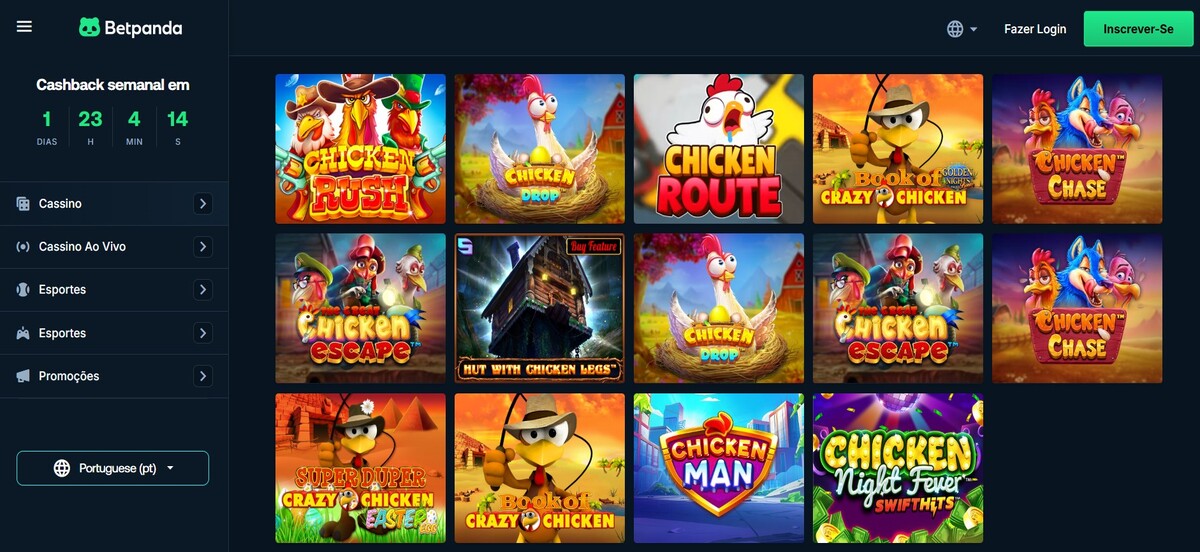 Betpanda tem alternativas ao Chicken Road no catálogo