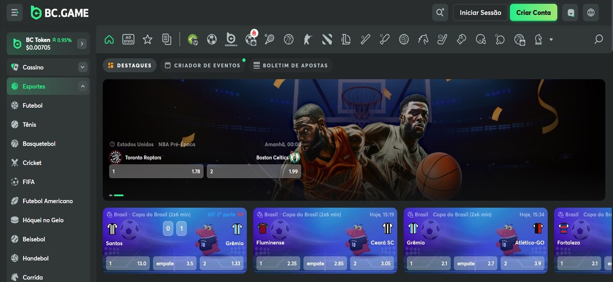BC Game tem ampla variedade de mercados esportivos