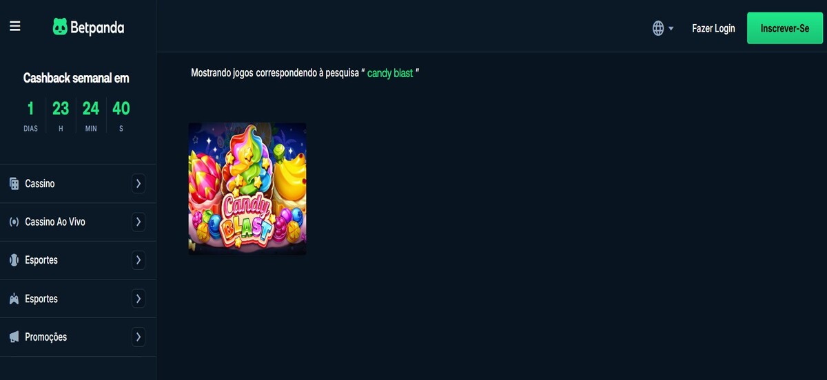 Candy Blast está no catálogo do Betpanda
