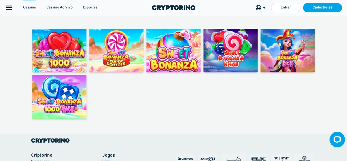 Catálogo de jogos Sweet Bonanza do Cryptorino
