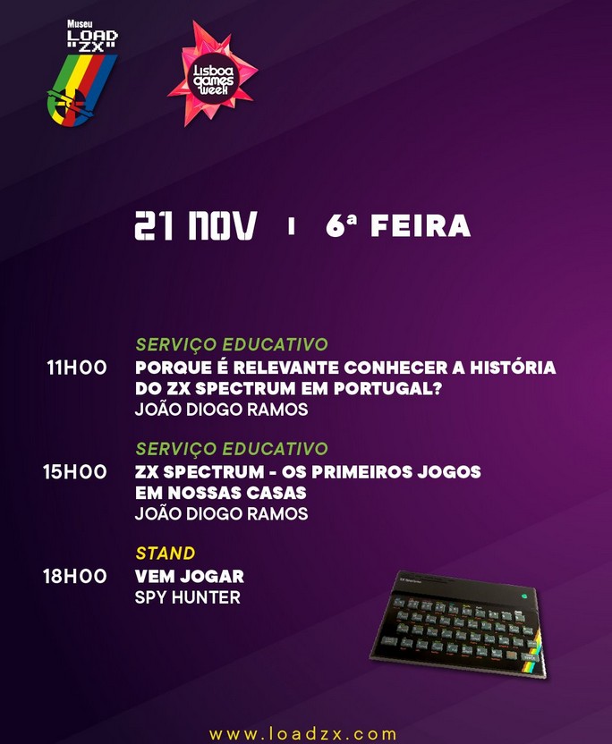 plano de atividades do Museu LOAD ZX Spectrum para sexta-feira