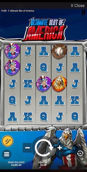 Interface mobile do Ultimate Slot of America