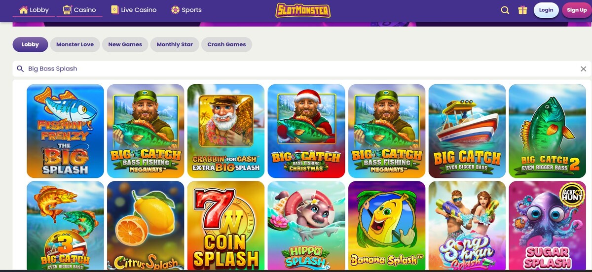 Slots tematicos de pescaria no Slotmonster