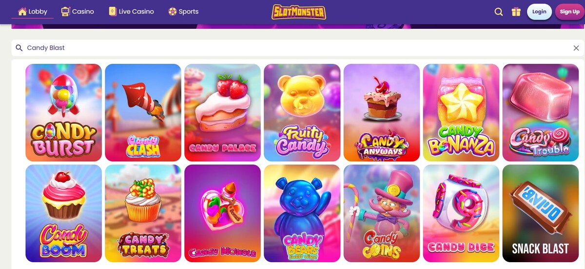 Slotmonster tem titulos similares ao Candy Blast