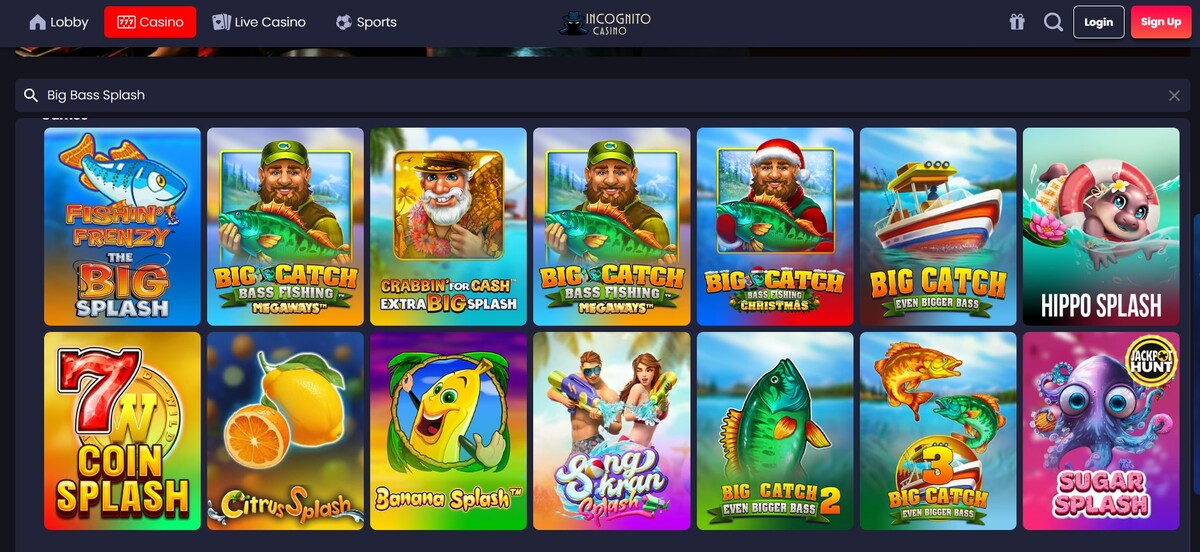 Slots como Big Splash no Incognito
