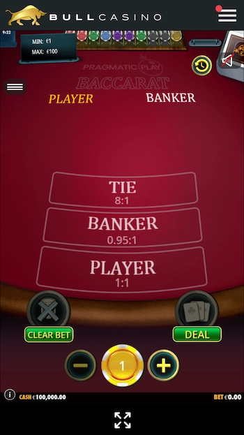 Baccarat online från mobil