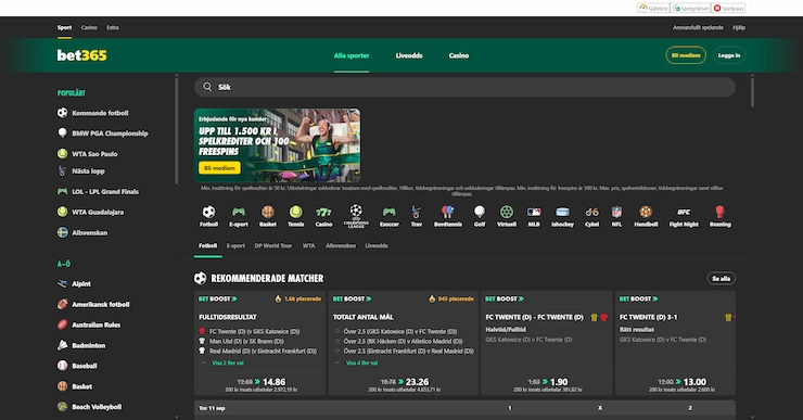 Bet365 betting hemsida
