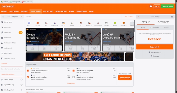 Betsson hemsida för sports betting