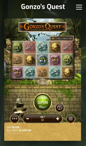 Gonzo's Quest spelautomat på mobilen