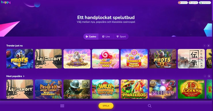 Happy Casino hemsida