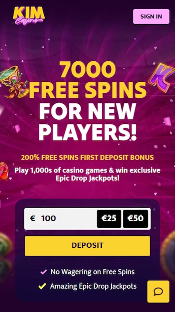 Kim Casino hemsida från mobil