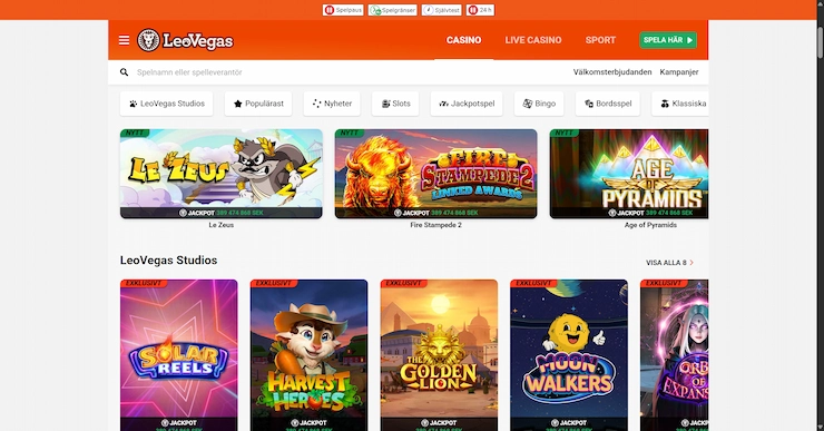 LeoVegas casino hemsida