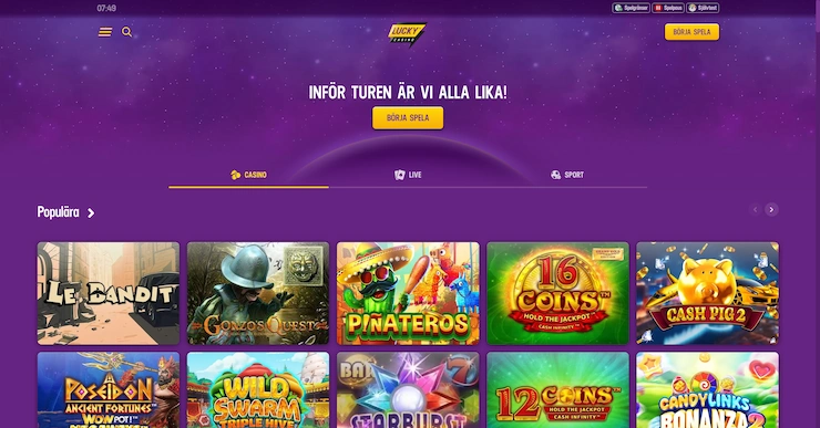 Lucky Casino hemsida