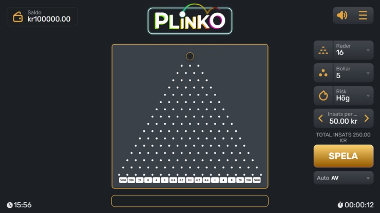 Plinko spel från en dator