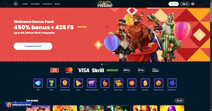 Rollino Casino hemsida