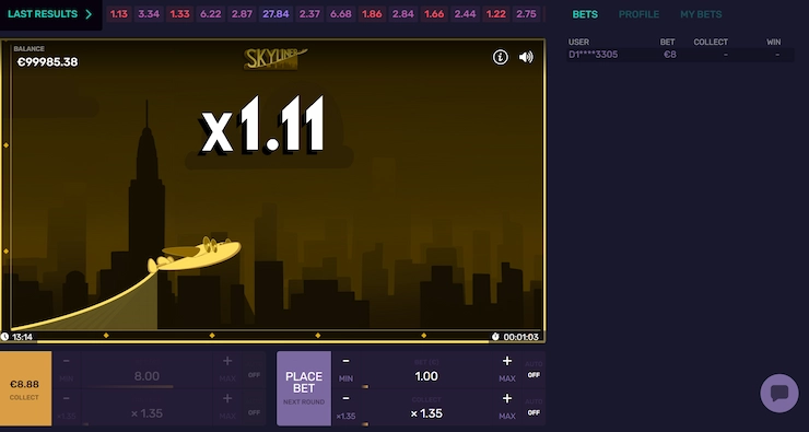 Skyline crash game från Gaming Corps