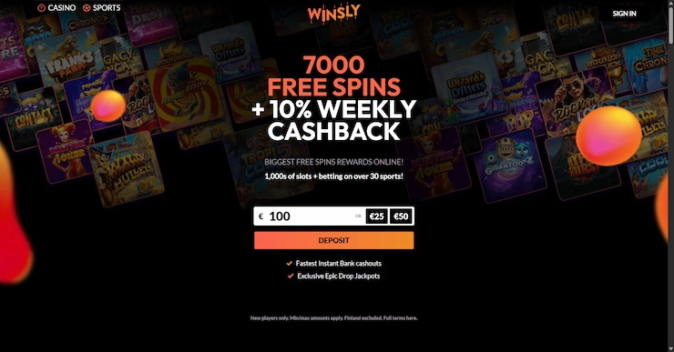 Winsly Casino hemsida