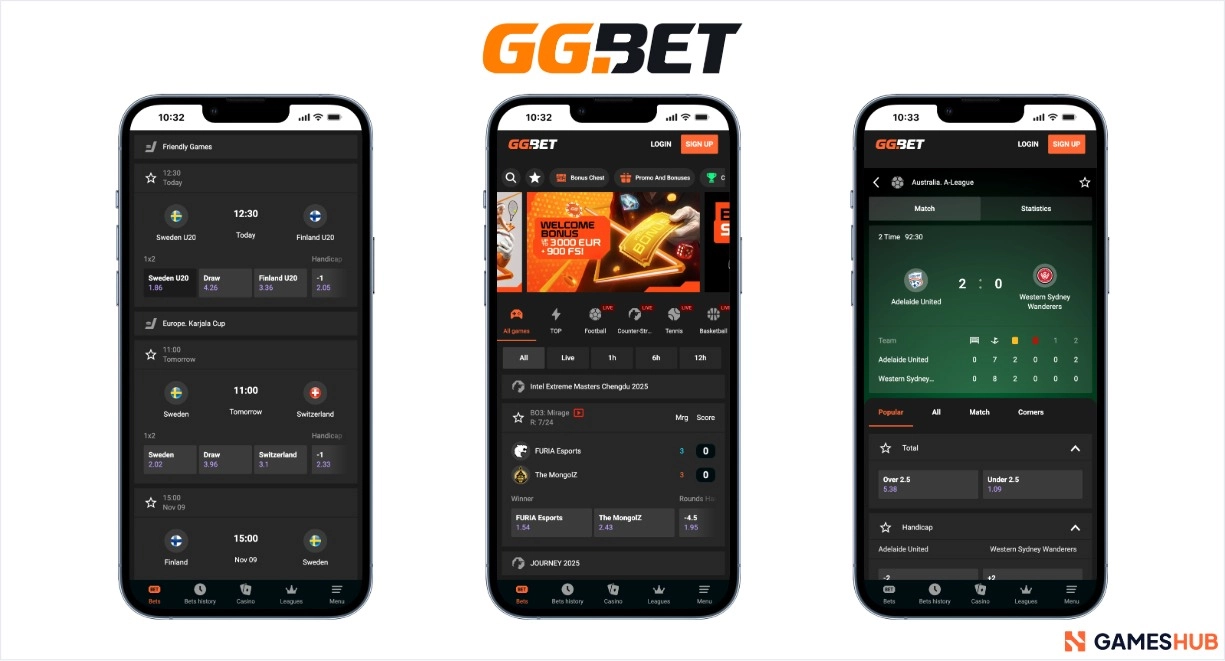 GGbet odds, bonus och live betting