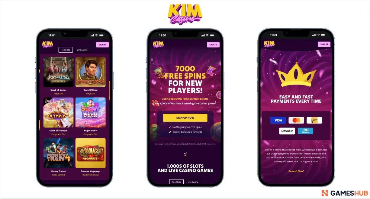 Kim Casino bonus, betalning och spelutbud