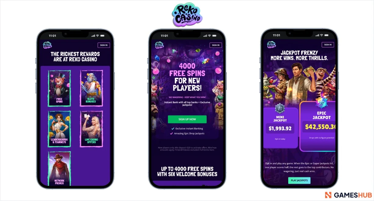 Reko Casino free spins och jackpottar