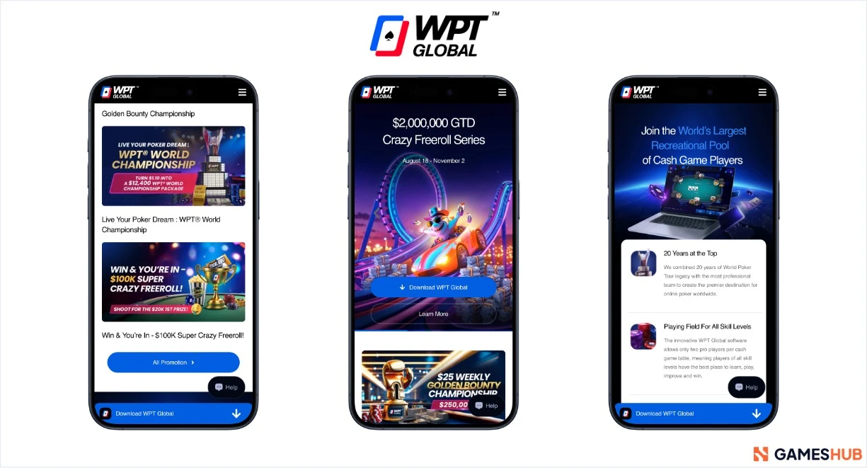 WPT Global Poker turneringar, bonuspaket och info