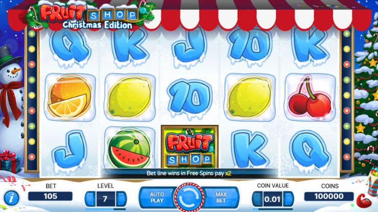 Fruit Shop Christmas edition basspel och symboler