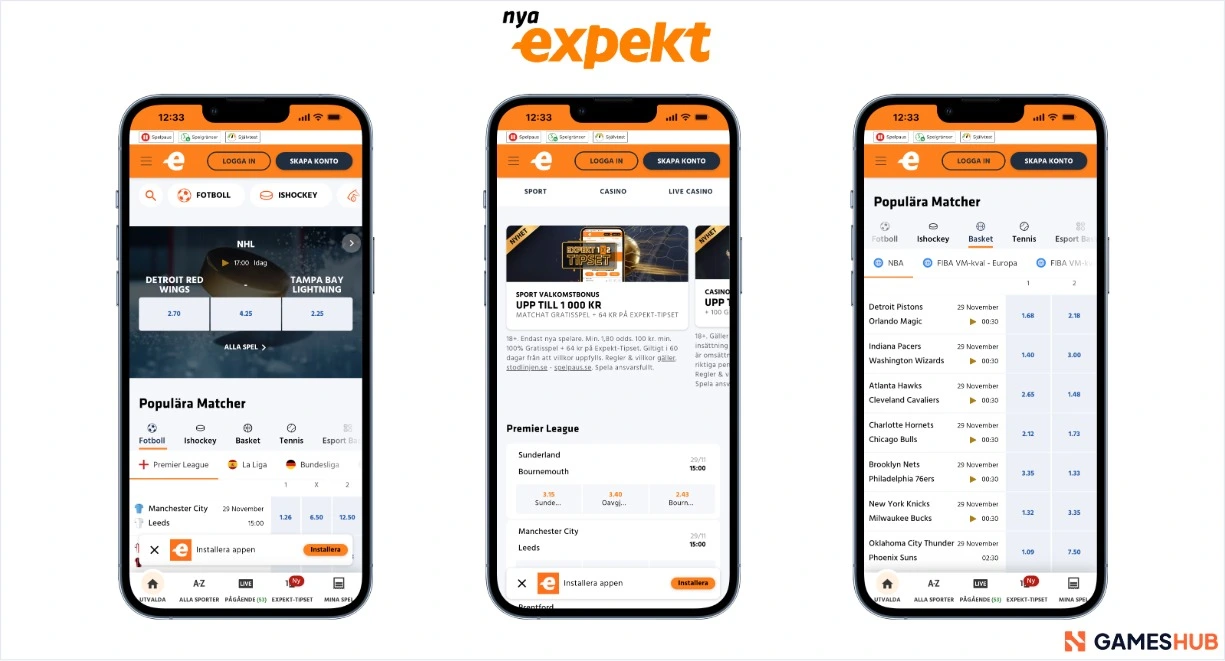 Nya Expekt betting bonus, populära matcher och app