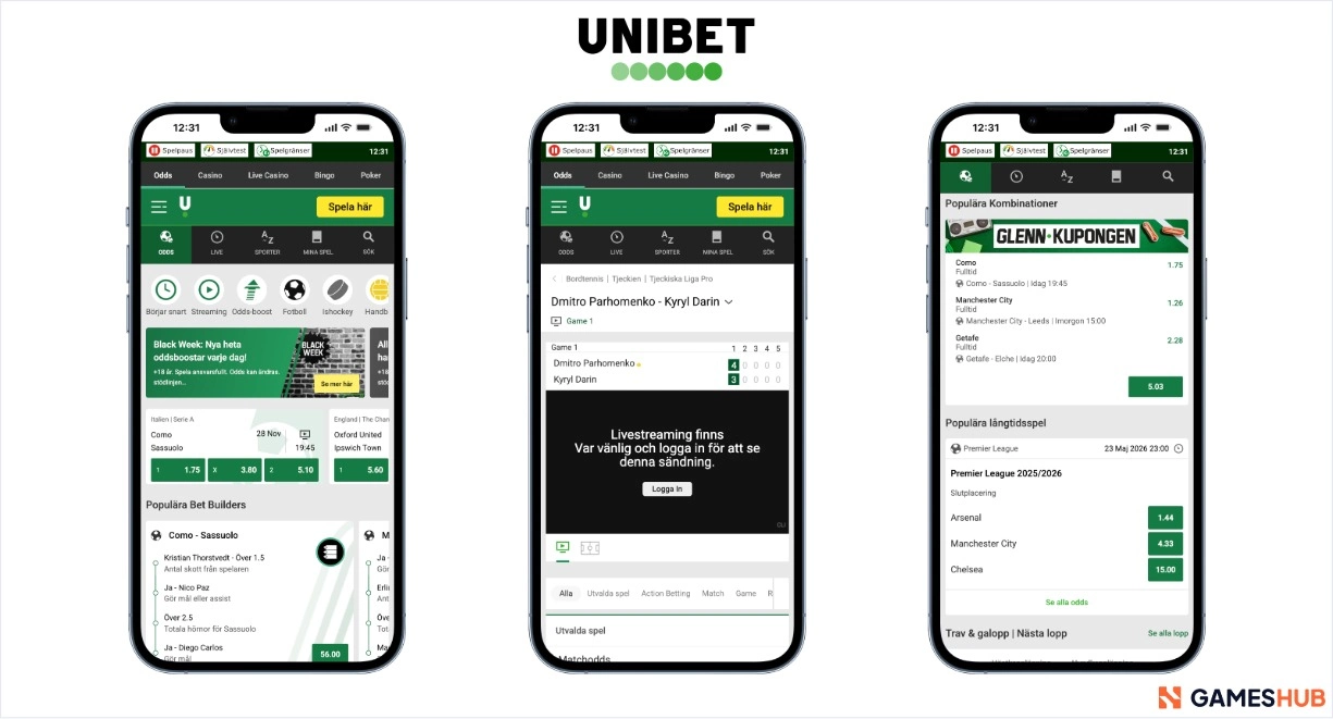 Unibet betting, live streaming och populära kombinationer