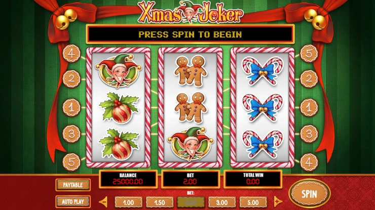 Xmas Joker basspel och symboler