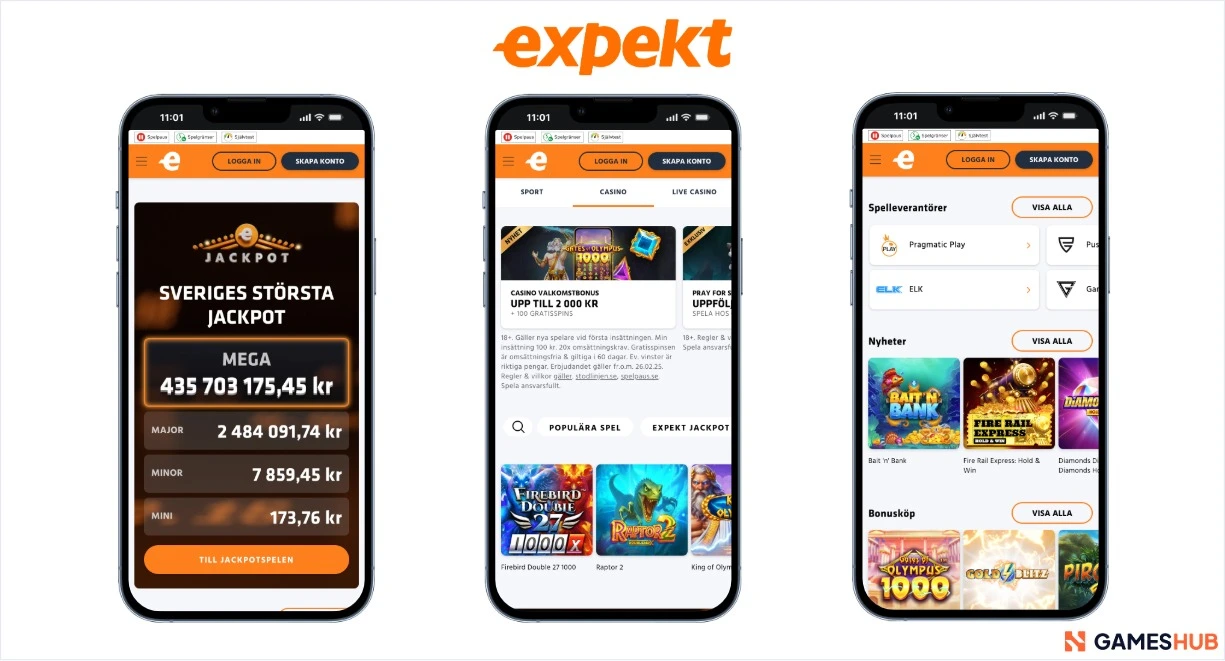 Nya Expekt casino bonus, jackpottar och spelnyheter