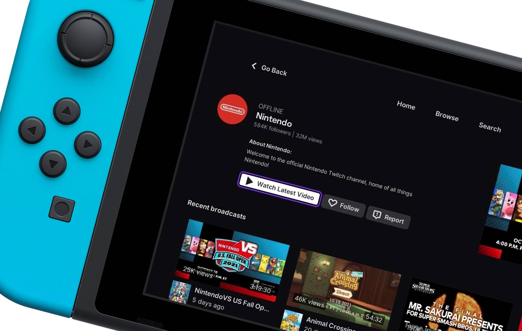 You can now watch Twitch directly from your Nintendo Switch
