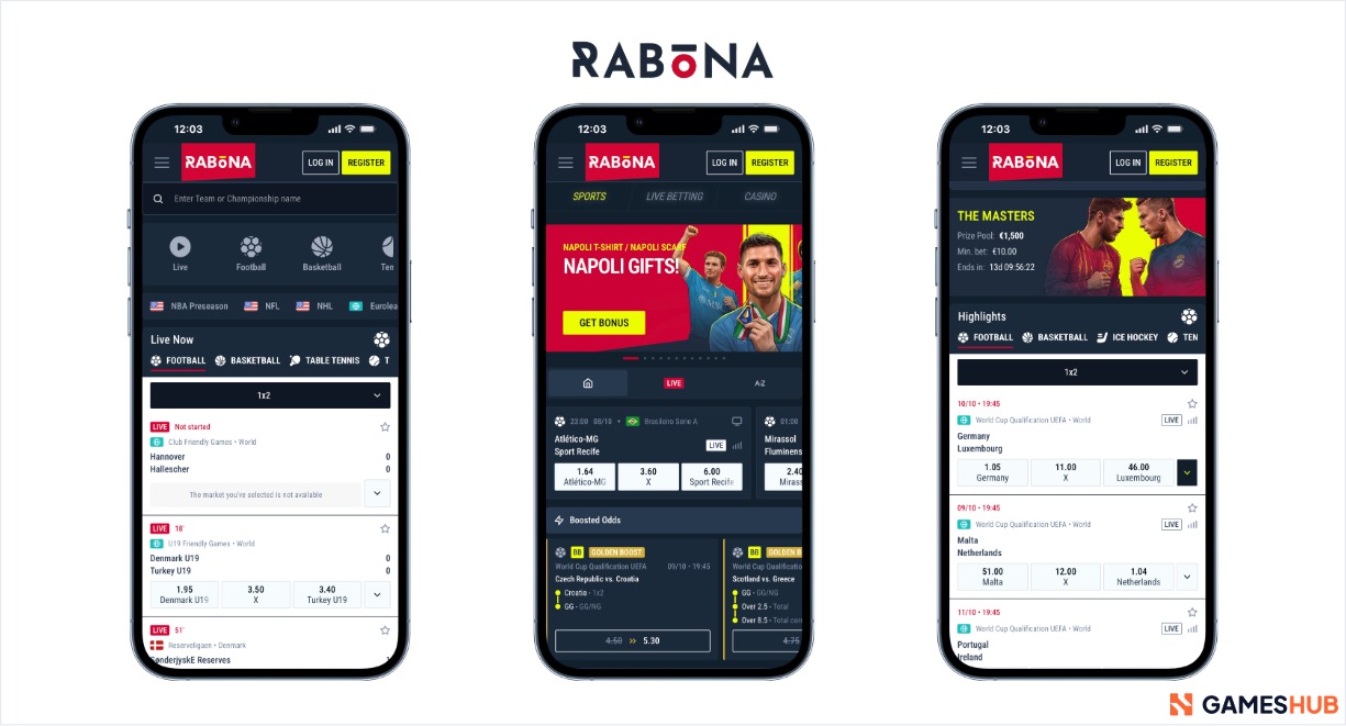 Rabona sports betting on mobile.