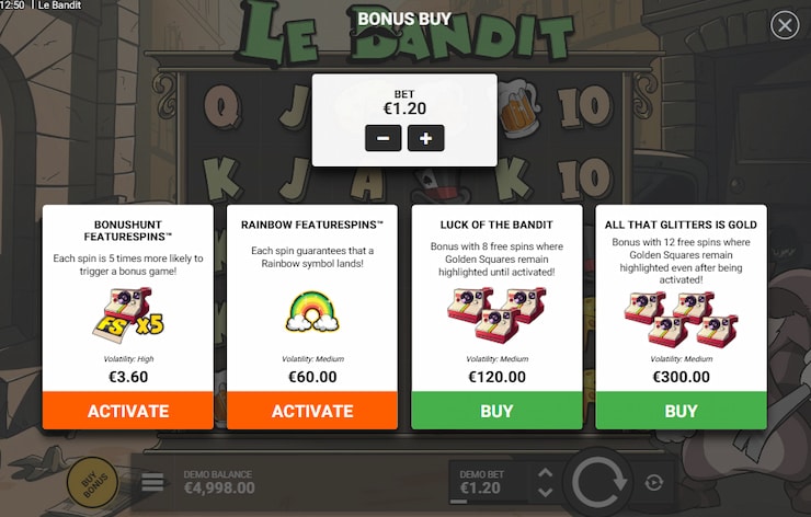 Bonus Buys in the Le Bandit online slot