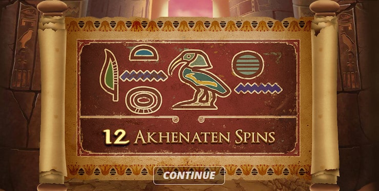 12 Akenaten Spins activated in the Tomb of Akhenaten online slot