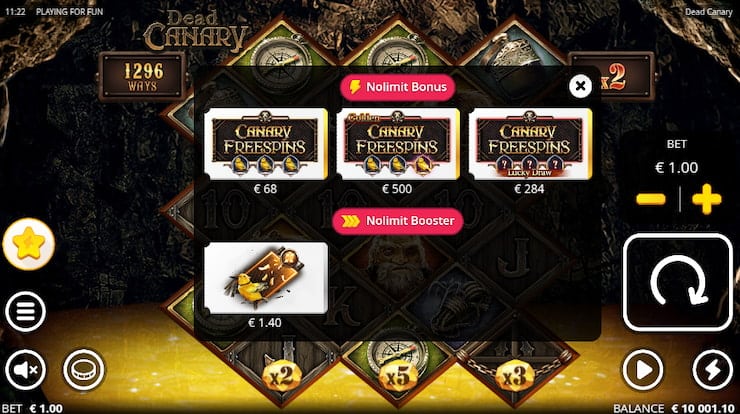 Bonus buy options available in the Dead Canary online slot