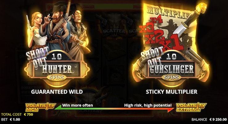 Bonus options in the Deadwood online slot