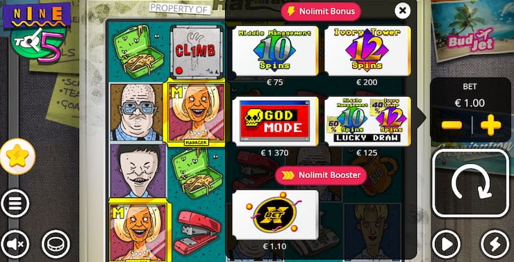 Bonus buy options in the Nine to Five online slot