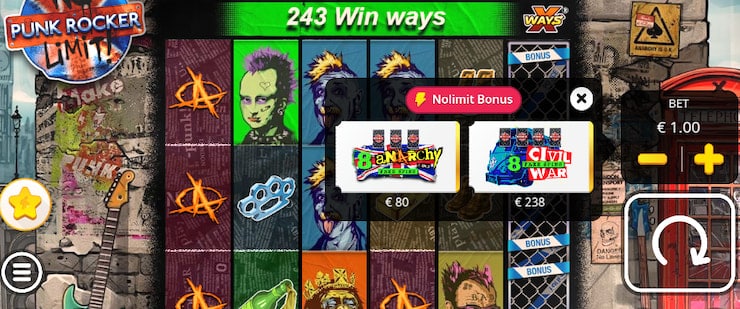 Bonus buys in the Punk Rocker online slot