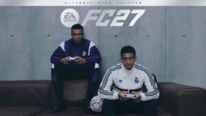 Jude and Mbappe in EA FC 27 cover art