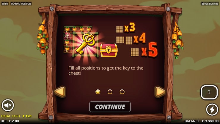 Free spins activated in the Bonus Bunnies slot