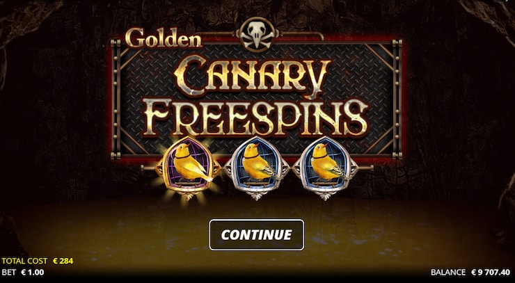 Golden Canary Free spins activated in the Dead Canary slot