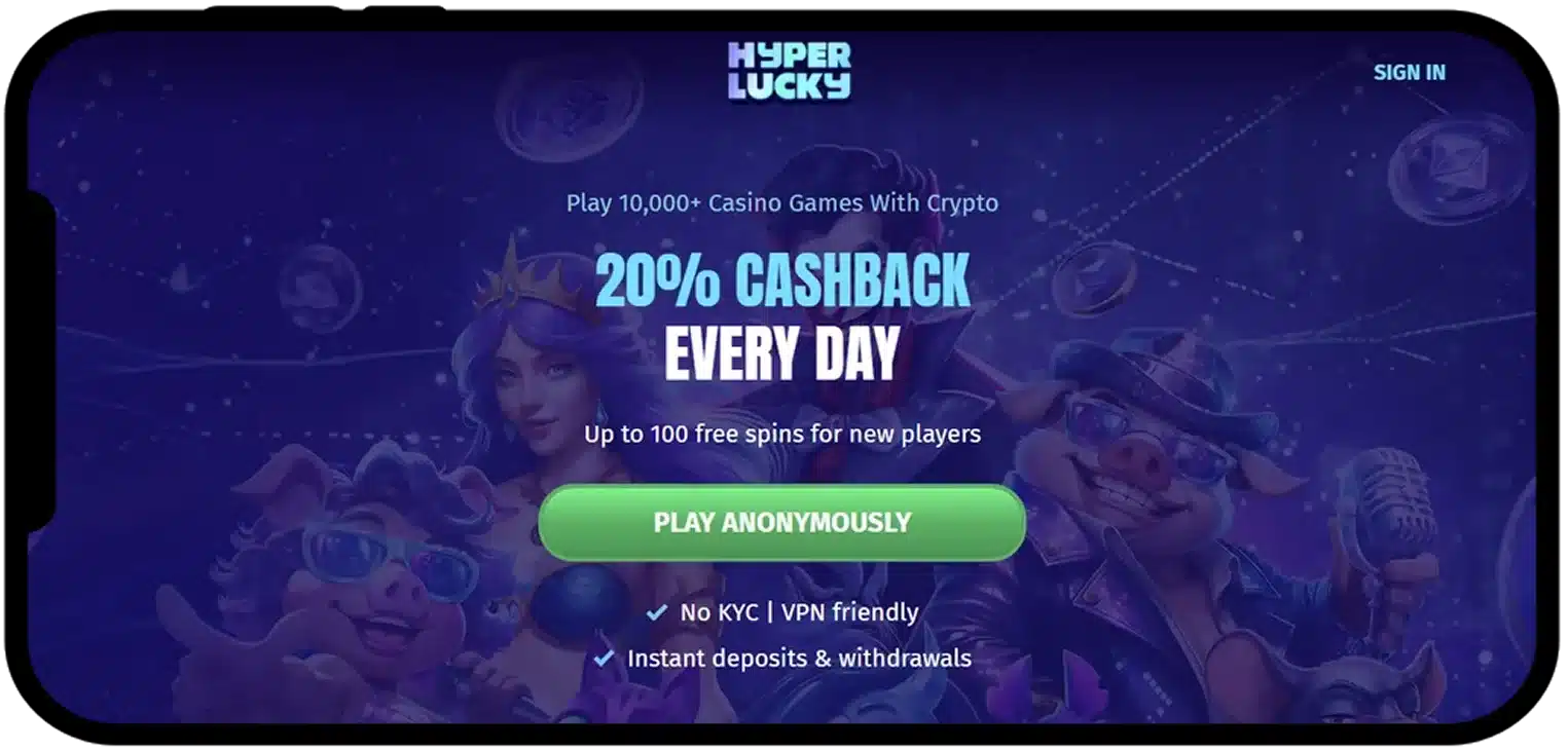 HyperLucky kasyno bez KYC