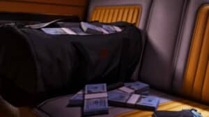 Bag of money in a car from GTA 6