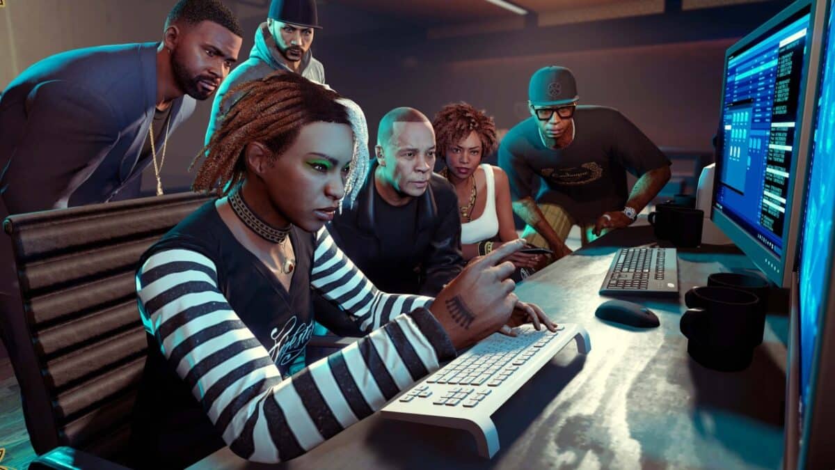 This image shows a scene from the Grand Theft Auto Online: The Contract update released by Rockstar Games