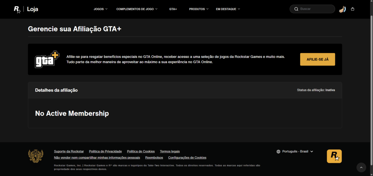 Screenshot of the Rockstar Games Account page where the reader can go to cancel GTA+.