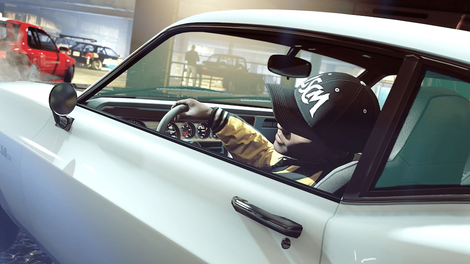 In-game image of a player inside a GTA Online Prize Ride vehicle.