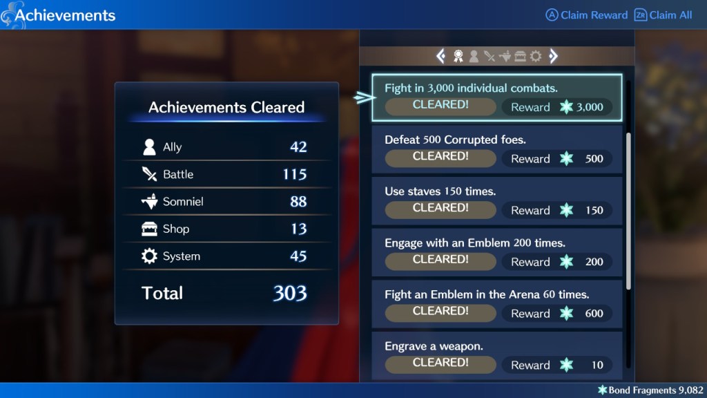 Fire Emblem Engage Achievements