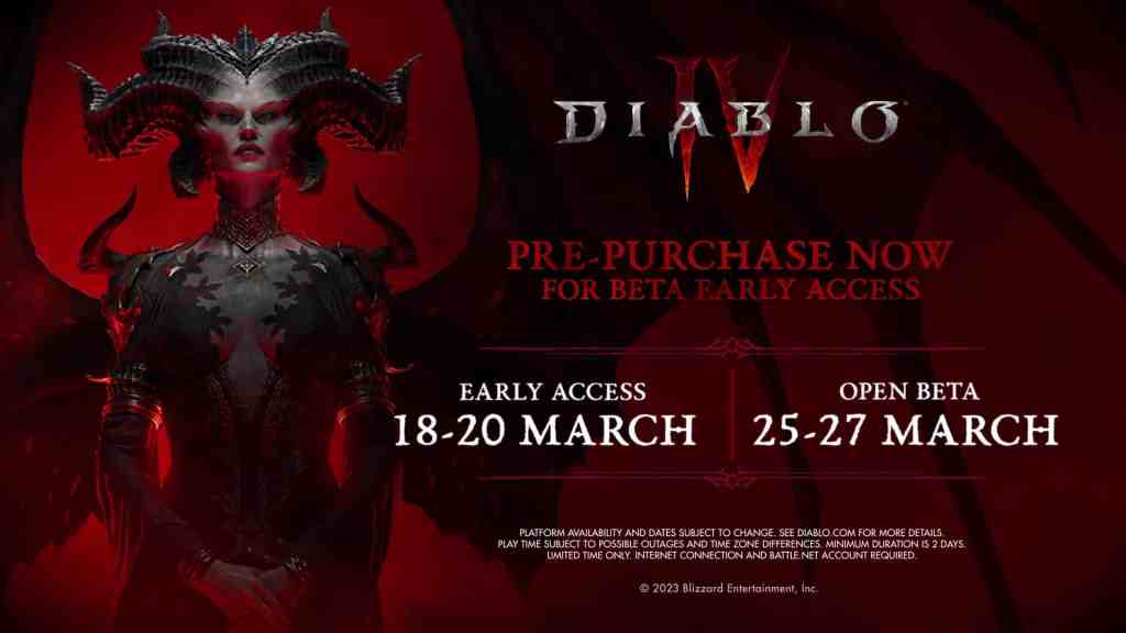 diablo 4 open beta early access march 2023