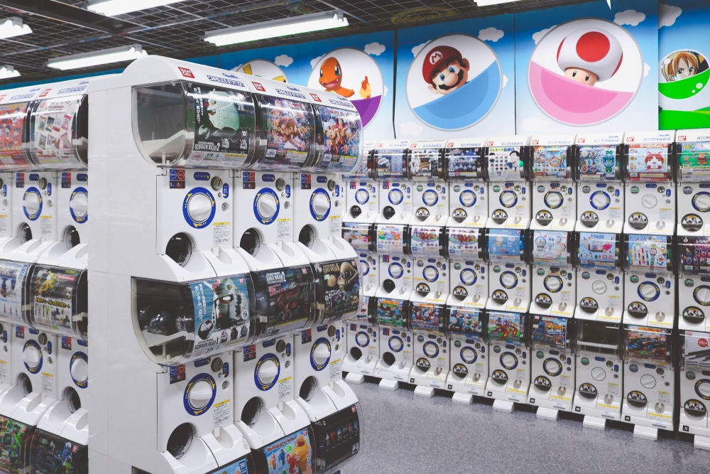 Gachapon vending machines at Yodobashi-Hakata in Fukuoka, Japan. Image: Shutterstock