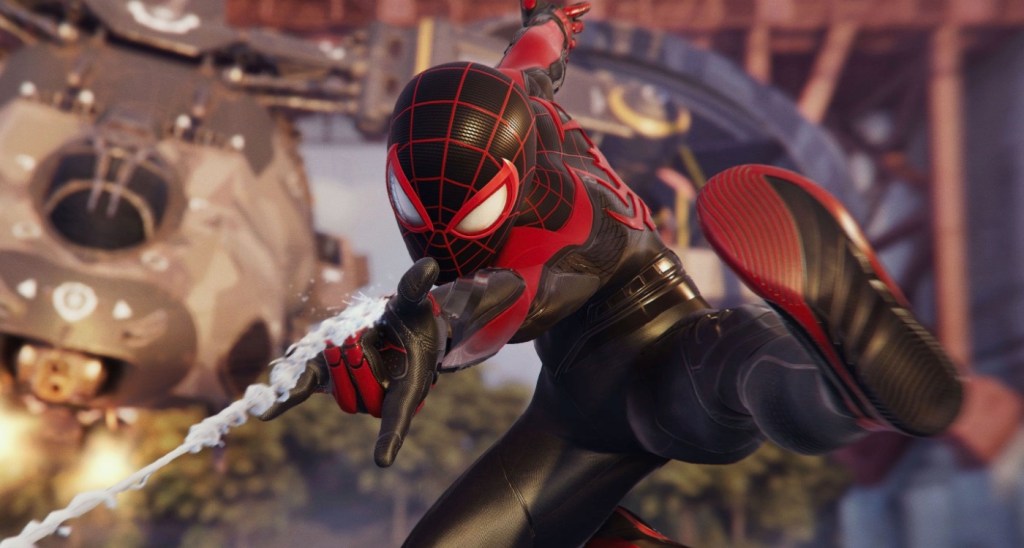 Image: marvel's spider-man 2 game, featuring the dark suit.